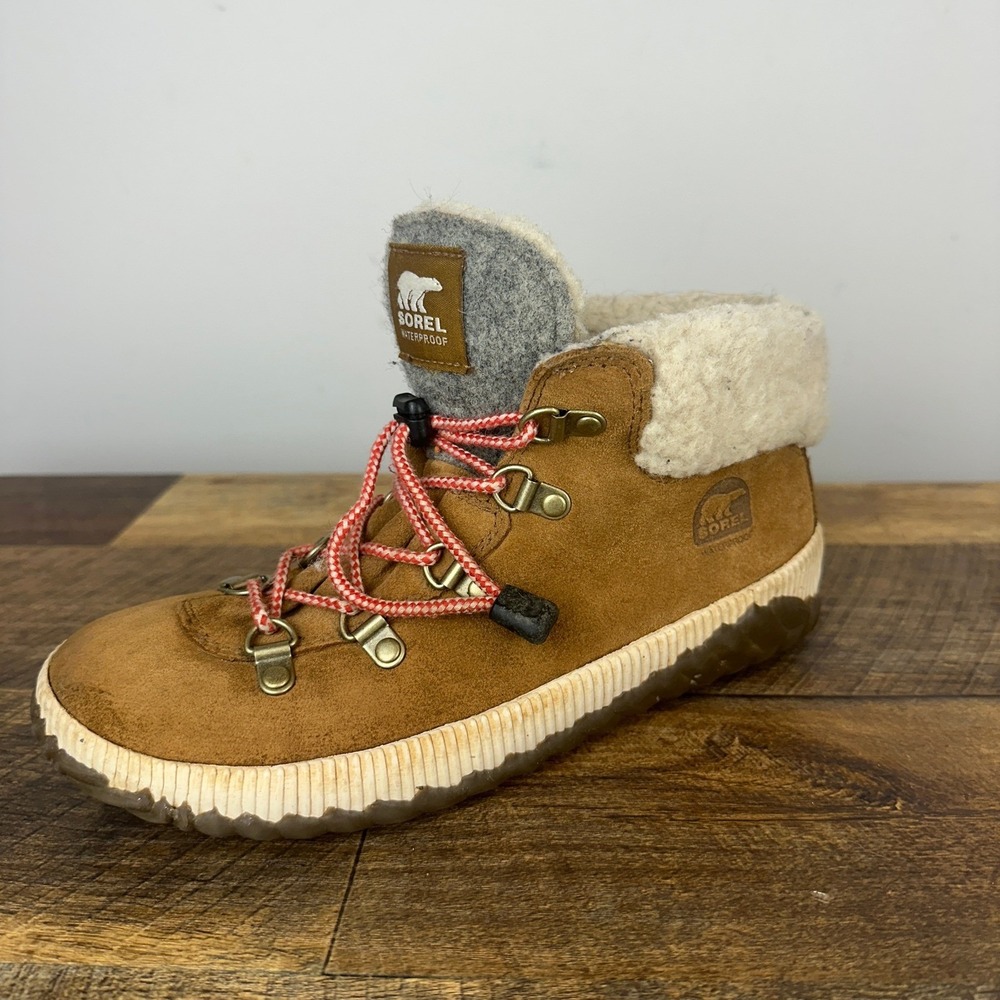 Sorel Waterproof Brown Suede Fur Trim Lace Up Winter Boots‎ Women's Size 5